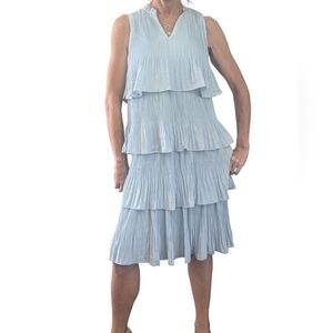 Frank Lyman Powder Blue Fairycore Tiered Pleated Coquette Cute Dress Size 4